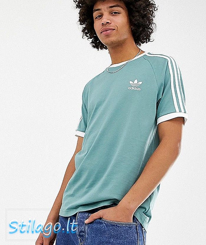 adidas Originals 3 Stripe California เสื้อยืดสีเขียว