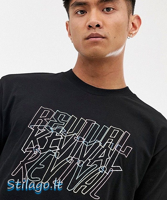 ASOS DESIGN χαλαρή μπλούζα με κέντημα παστέλ αναβίωσης-Μαύρο