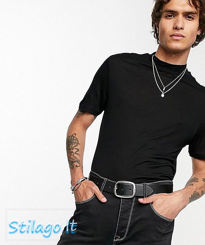 T-shirt ASOS DESIGN com pescoço de tartaruga em viscose drapey em preto