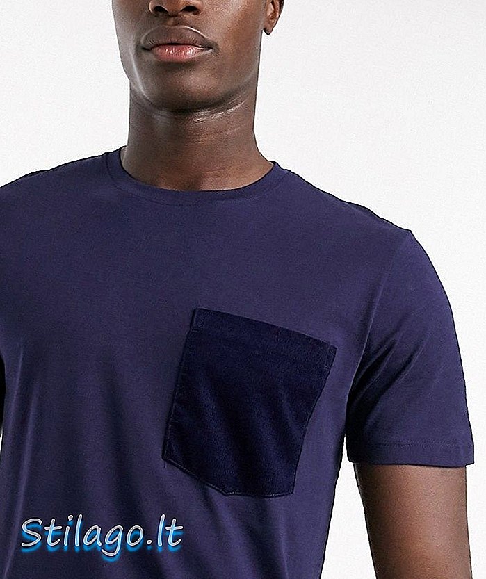 Ausgewähltes Homme Bio-T-Shirt mit Schnurentasche in Marineblau