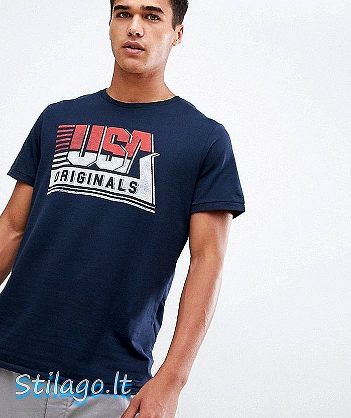 Jack & Jones USA Print T-Shirt-Navy