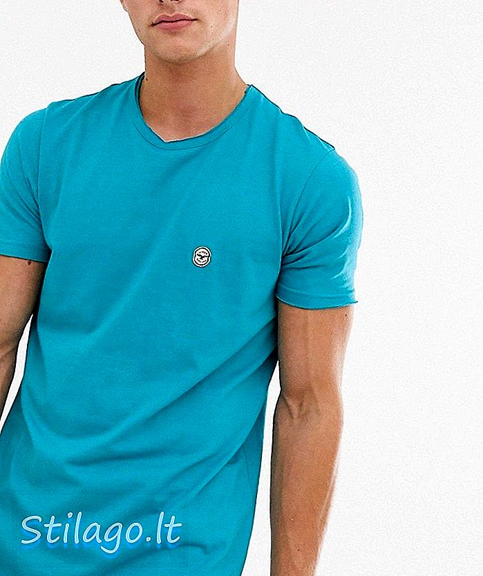 Le Breve Raw Edge Longline T-Shirt-Blau