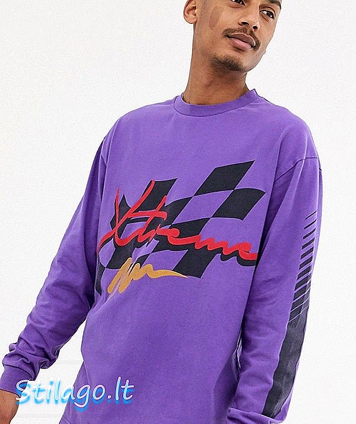 „CRL By Corella“ marškinėliai ilgomis rankovėmis su purpuriniu spausdintu logotipu