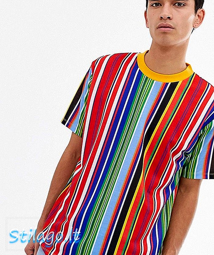 ASOS DESIGN entspanntes T-Shirt in Regenbogenstreifen-Multi
