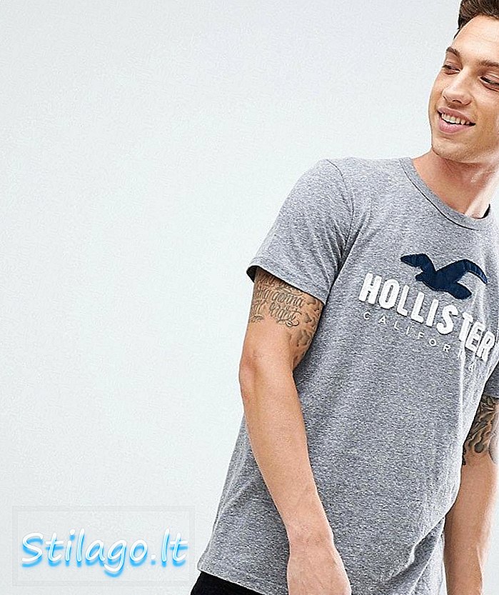 Tričko Hollister core tech logo v šedé barvě