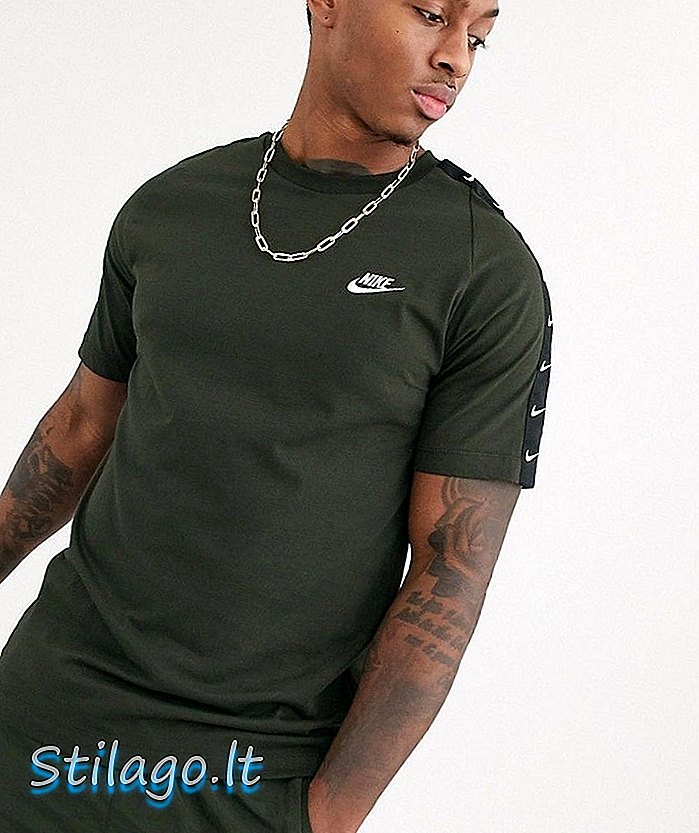 Nike Swoosh póló, szalagos részlettel, khaki-zöld színben