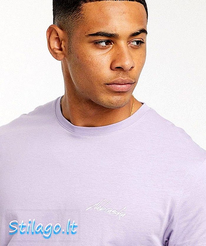 Vyšívané tričko New Look Nebraska v lila fialovej