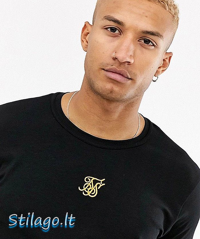 SikSilk T-Shirt mit goldenem Logo in Schwarz