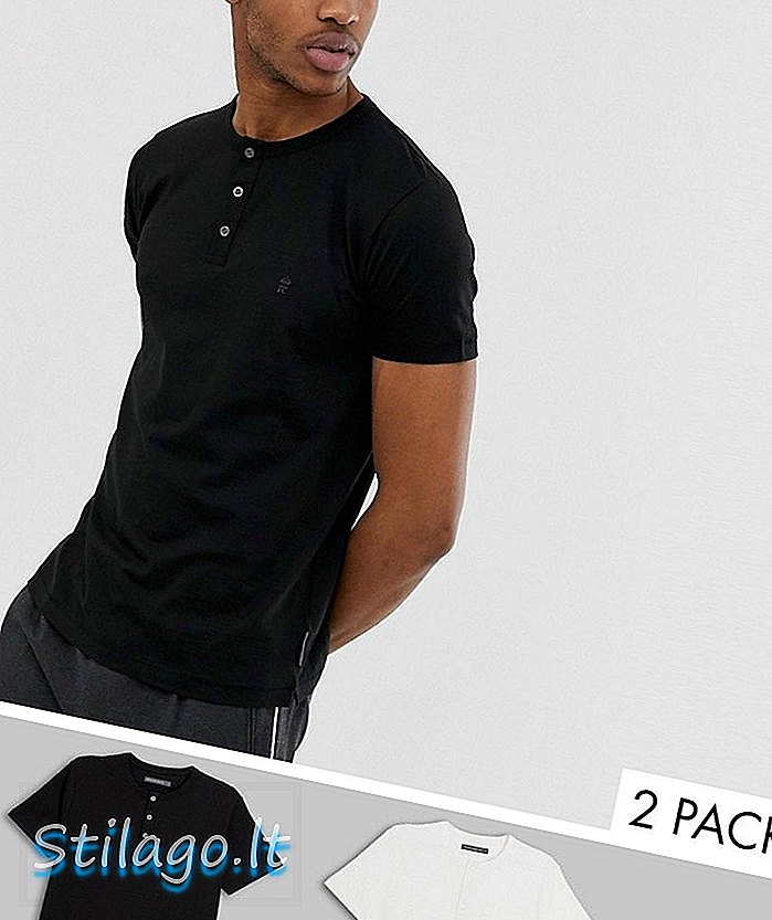 Fransız Bağlantı henley t-shirt 2 paket-Multi
