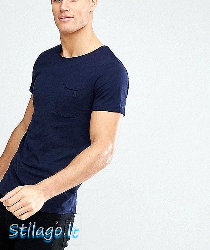 Tom Tailor T-shirt met ronde hals en ruwe rand in marineblauw