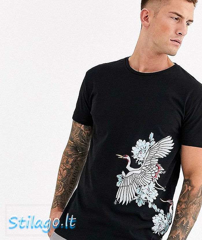 Camiseta de algodón orgánico con cuello en V de Selected Homme-Negro