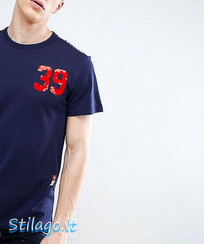 G žvaigždės užpakalinės ekologiškos medvilnės spausdinimo logotipo marškinėliai tamsiai mėlynos spalvos