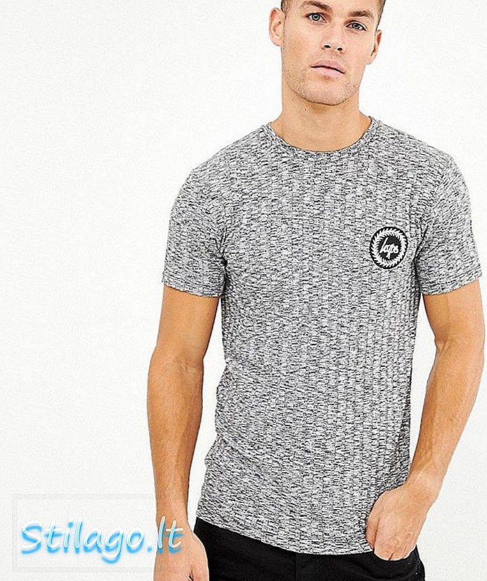 Hype T-shirt in rib met logo-grijs-embleem