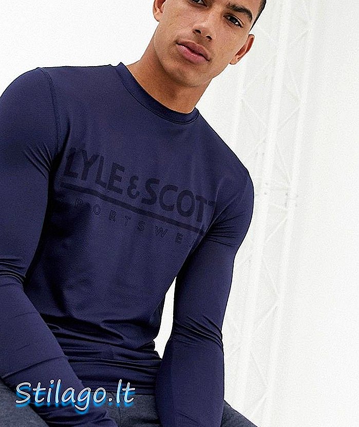 Lyle & Scott Fitness camiseta de mangas compridas em azul marinho
