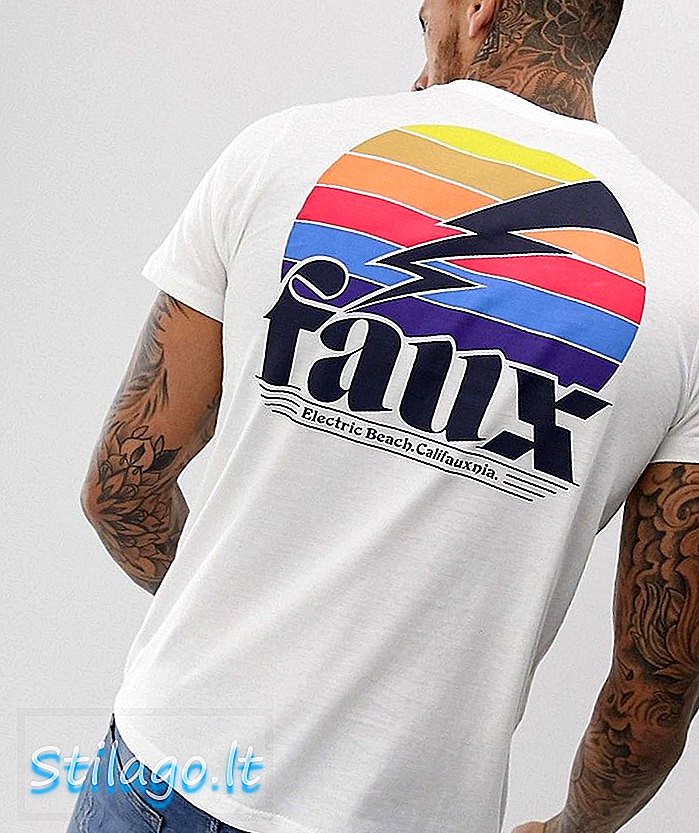 Friend or faux camiseta con estampado de espalda en la playa eléctrica-Blanco