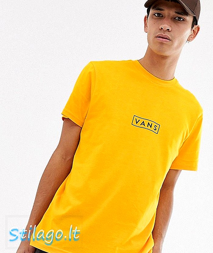 Furgonų marškinėliai su dėžutės logotipu atspausdinti geltonai