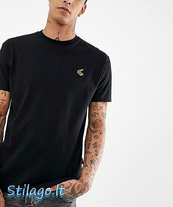 T-shirt de algodão orgânico Vivienne Westwood em preto com bordado no peito