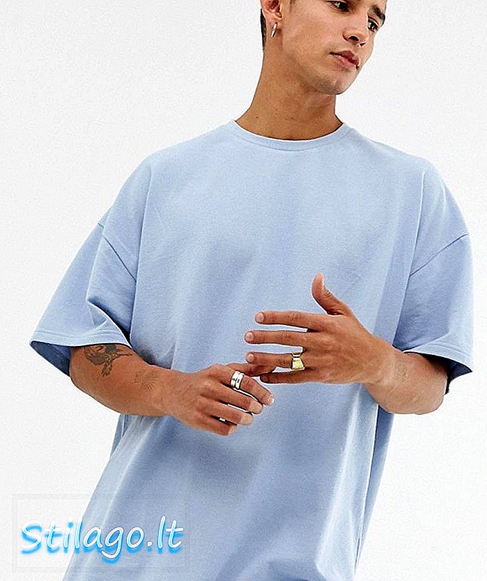 ASOS DESIGN velika majica v pique modri barvi