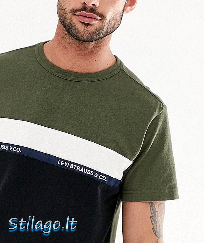 Levin mahtava lävistetty nauhalogo-applikoitu t-paita oliivi-vihreässä