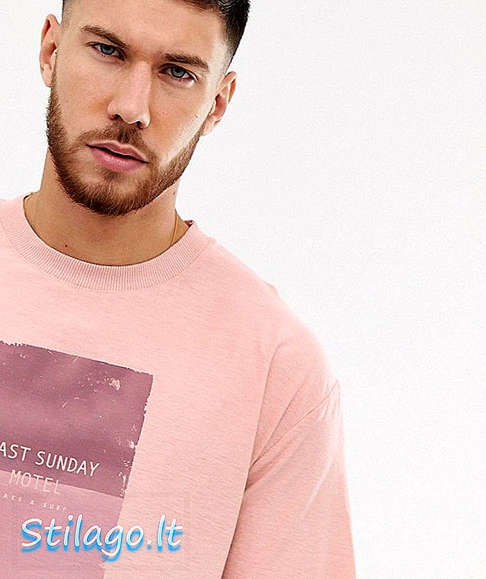 T-skjorte med pull & bear med solnedgangstrykk i rosa