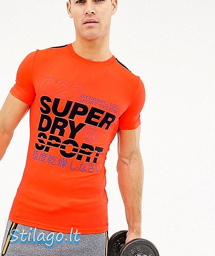 Superdry Sport kaos pelatihan logo besar berwarna oranye