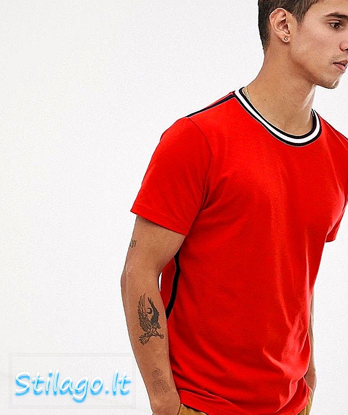 Celio teipet krage-t-skjorte i rødt