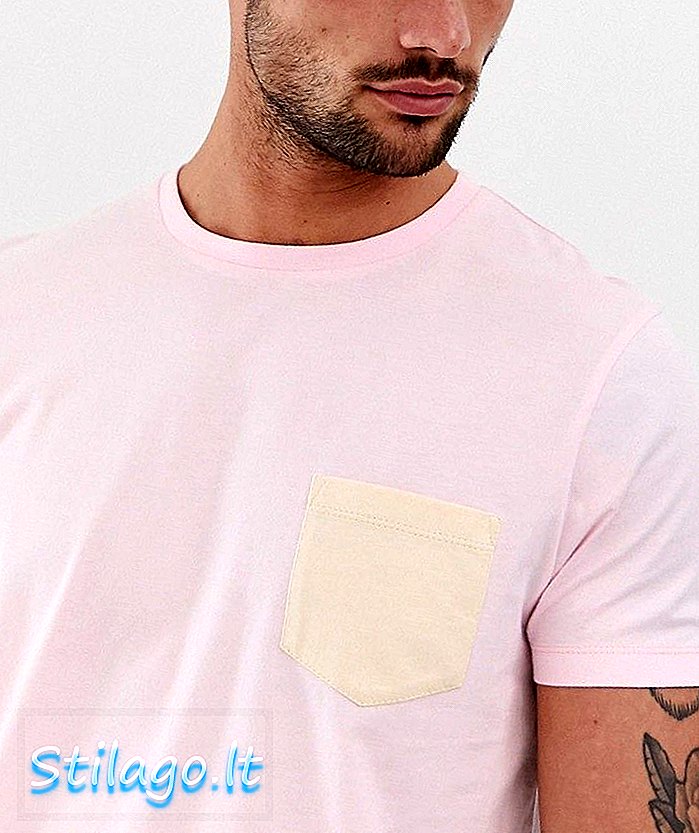 ASOS डिजाइन टी-शर्ट गुलाबी रंग की जेब के साथ