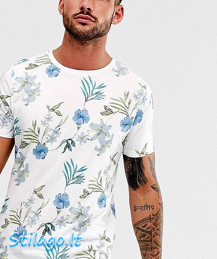 Jack & Jones Premium T-shirt met bloemenprint in wit