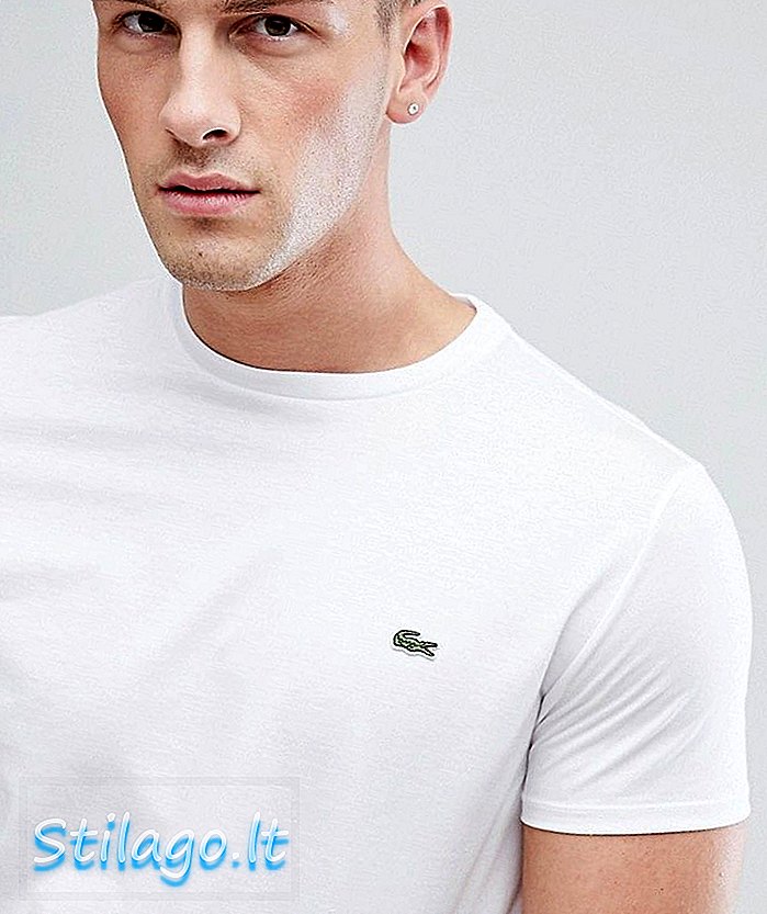 T-shirt in cotone pima con logo Lacoste bianco