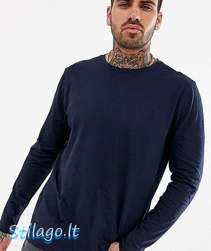 T-shirt a maniche lunghe con logo sul petto HUGO Derol blu scuro