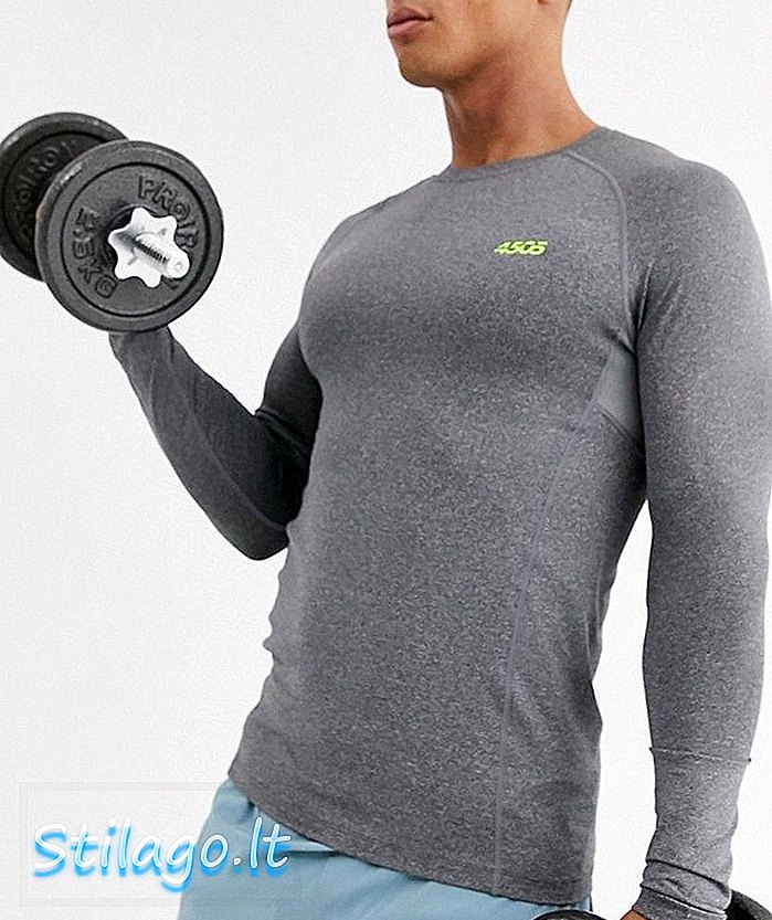 ASOS 4505 ikona svetr tréninkové tričko s dlouhým rukávem s rychleschnoucí v šedé marl