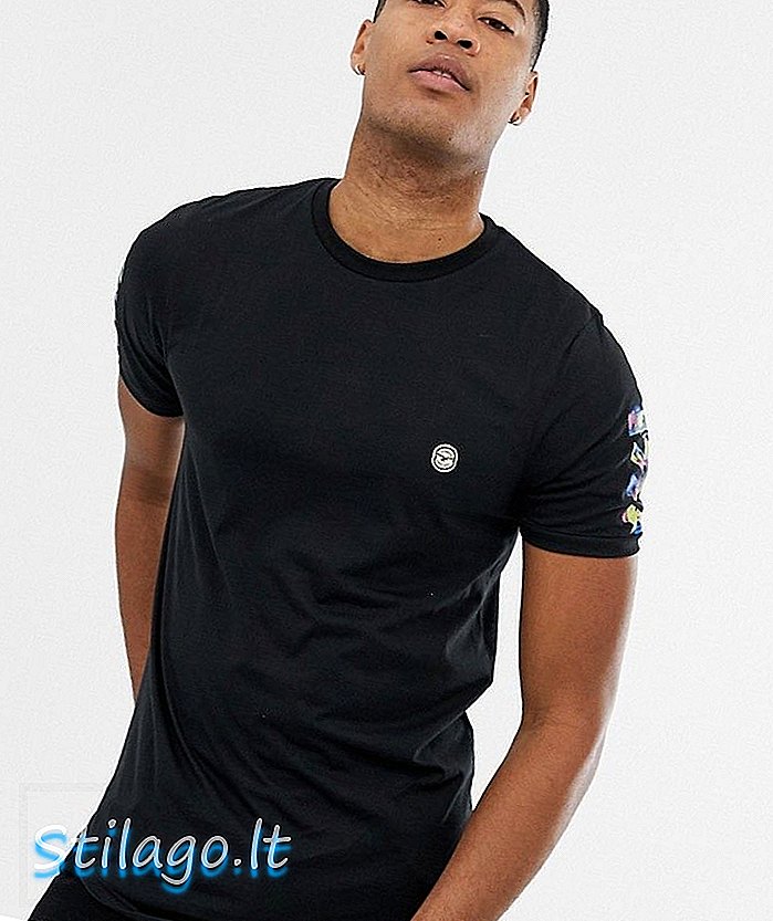 Majica Le Breve Tall s hrbtnim tiskom s kratkimi rokavi - črna