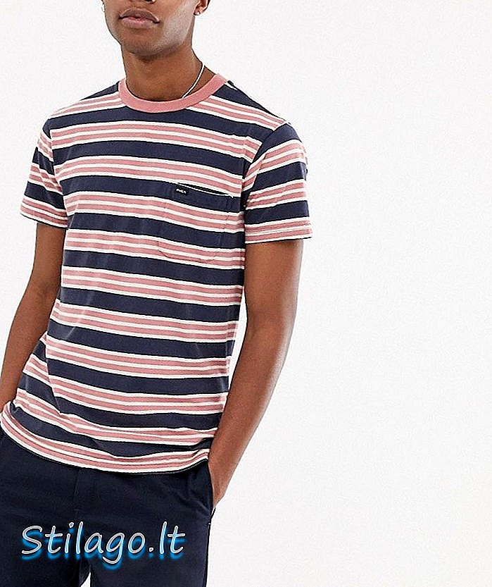RVCA Lucas Stripe marškinėliai mėlynos / raudonos spalvos