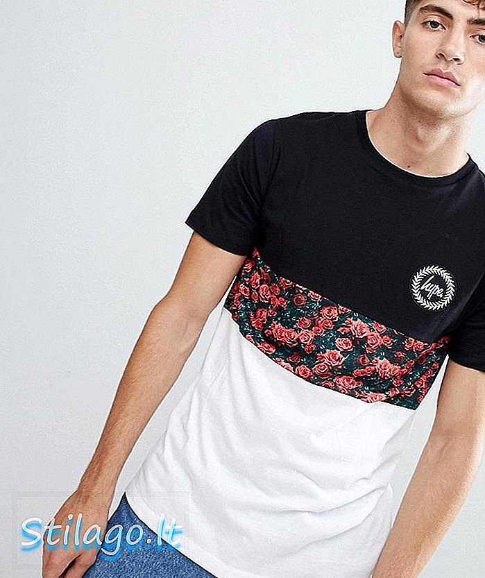 T-shirt hype dengan panel mawar-Merah