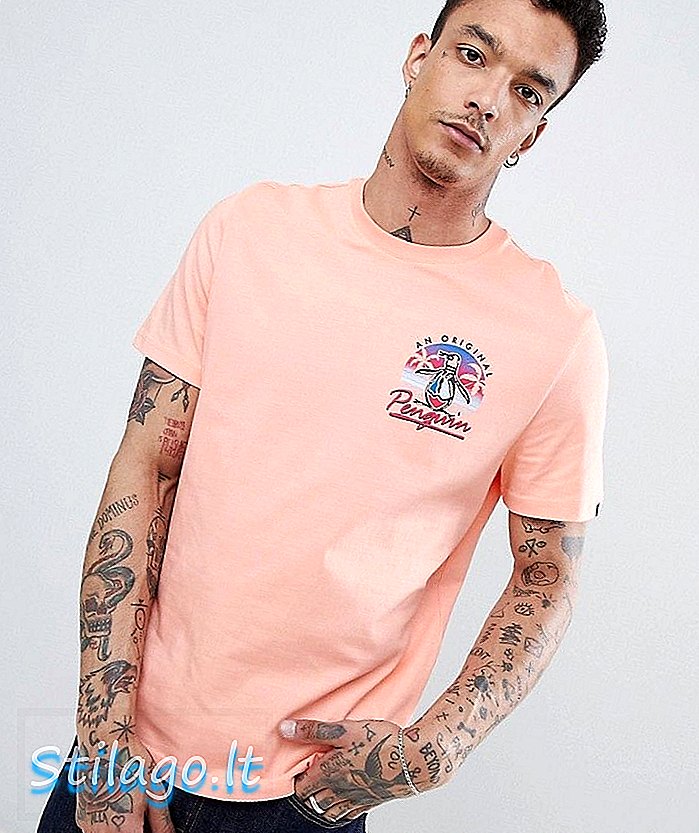 Original Penguin 80s Pete Penguin mencetak kembali kaus berwarna pink