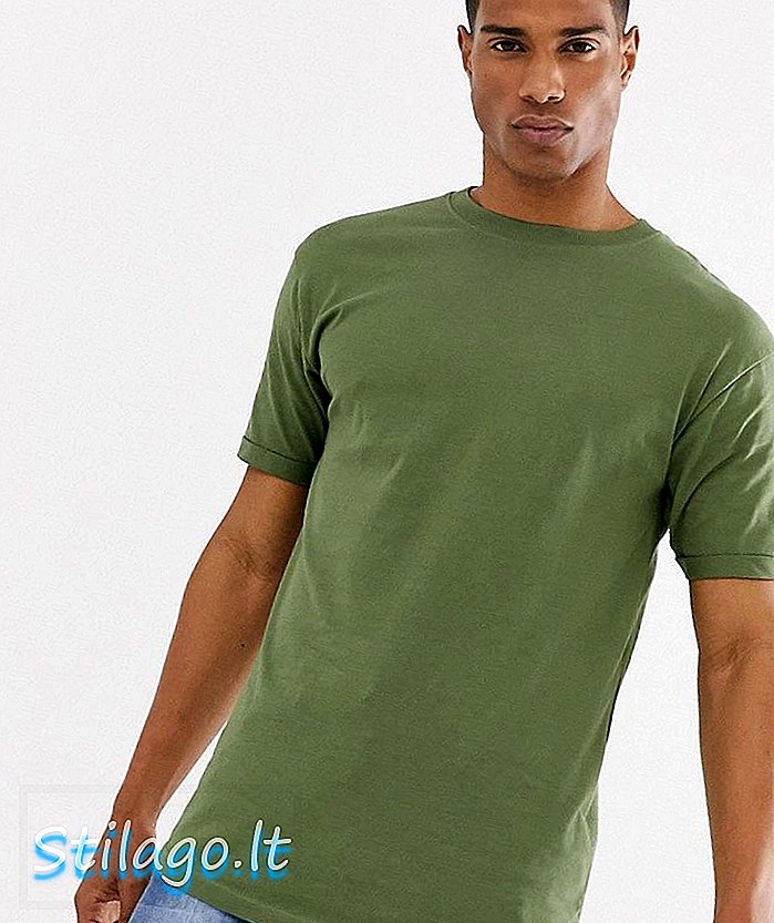 Długa koszulka Pull & Bear w kolorze khaki-zielony