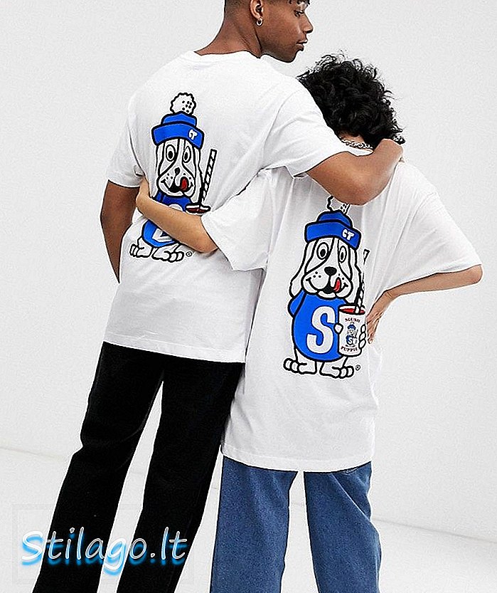 T-shirt unisex in lingua storta con stampa di cuccioli di fango-Bianco