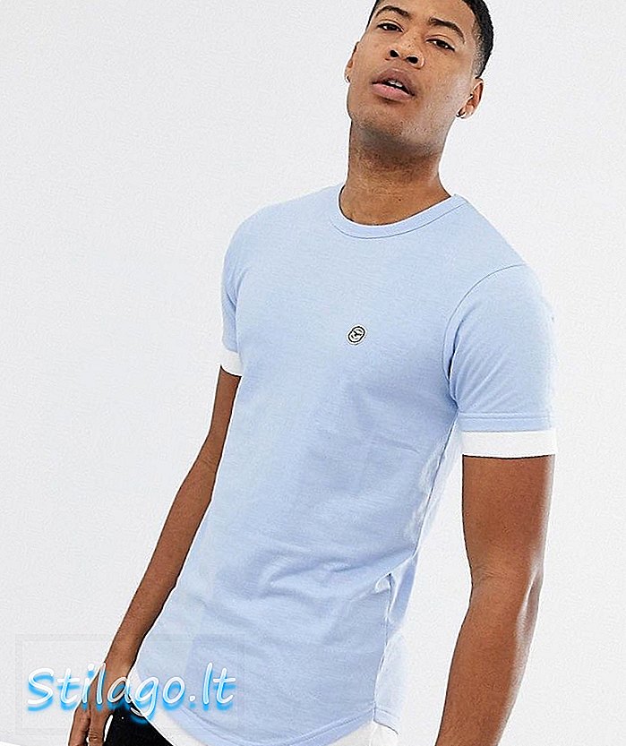 Le Breve Tall camiseta de doble capa-Azul