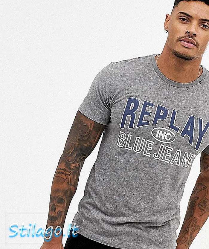 Replay Blue Jeans-tryckt t-shirt i grått