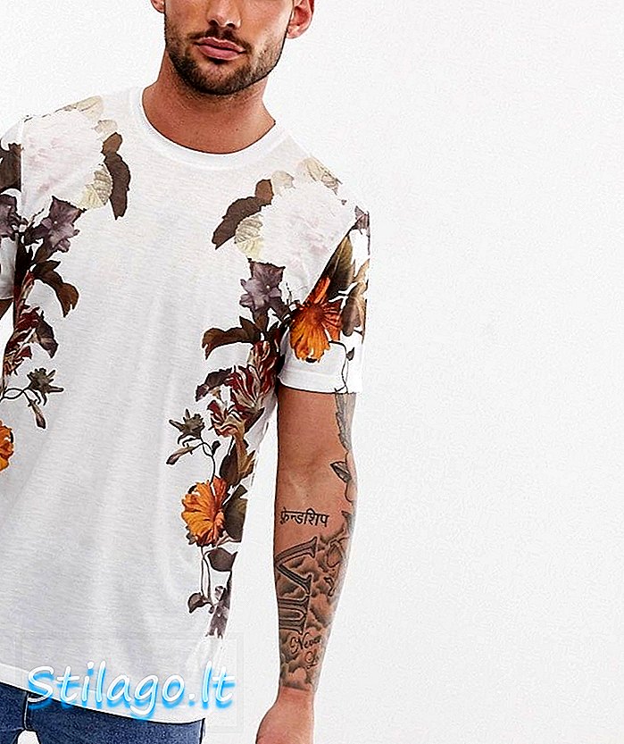 New Look t-shirt in bloemenprint-Wit