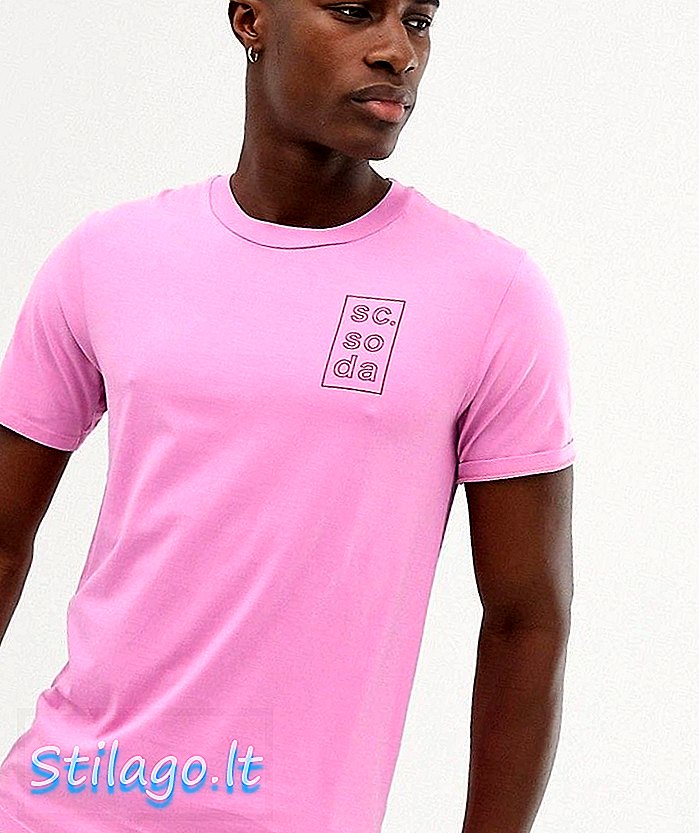 Scotch & Soda Streetwear iedvesmota tee ar logotipa mākslas darbiem - rozā