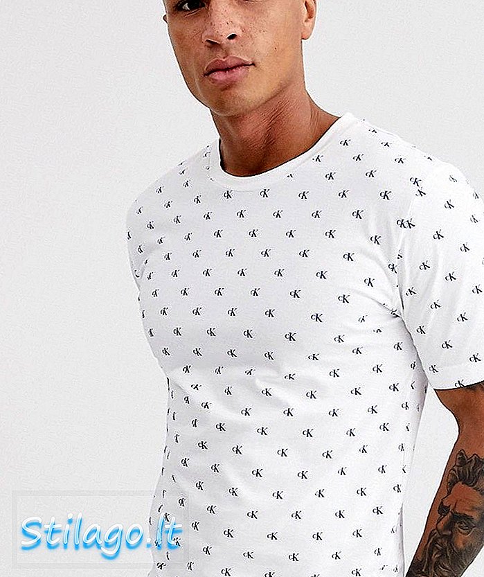 „Calvin Klein Jeans“ monogramos marškinėliai-balti