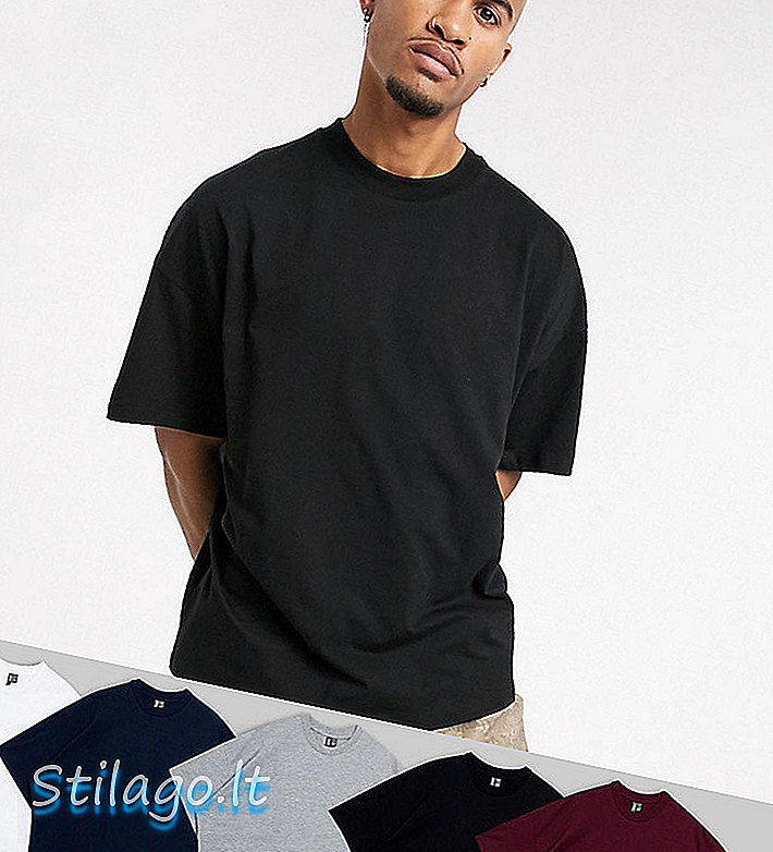 ASOS DESIGN 5-pack overdimensjonert t-skjorte med besetningshals save-Multi