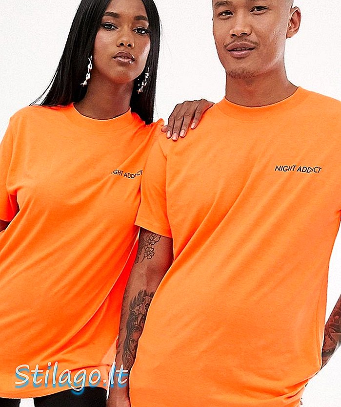 Night Addict unisex nadrozměrné neonově oranžové tričko