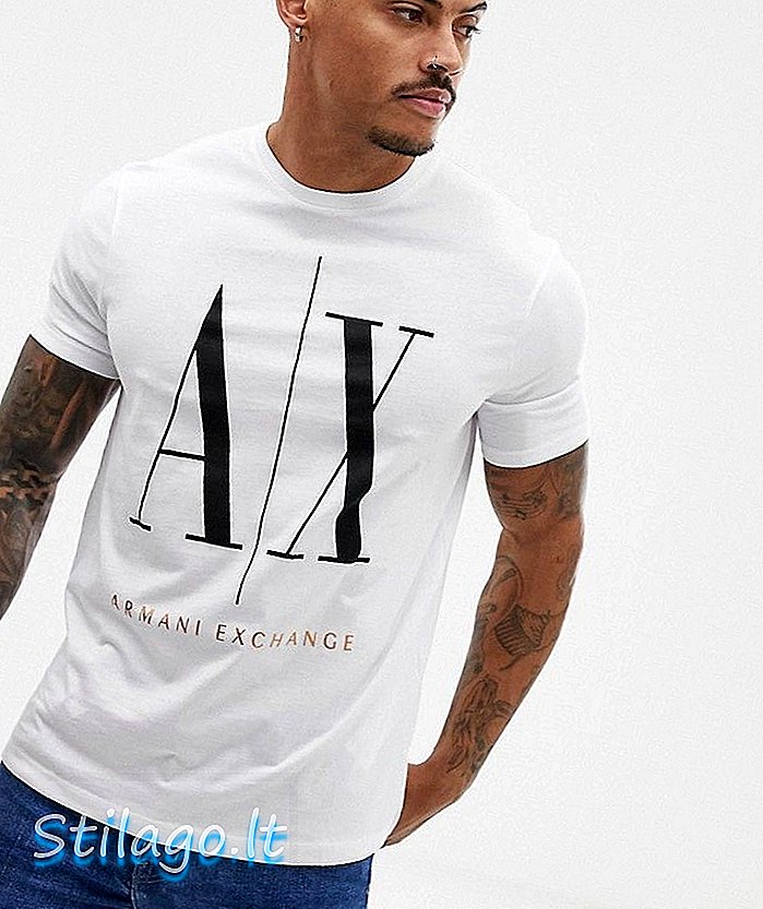 T-shirt con logo grande Armani Exchange AX bianca