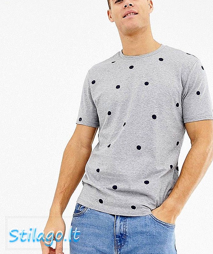 ASOS DESIGN t-shirt santai dengan polka dot print-Grey