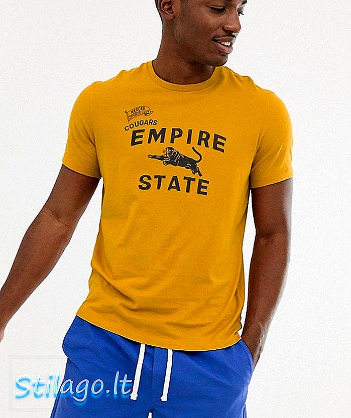 J Crew Mercantile impērijas valsts drukāts t-krekls dzeltenā krāsā