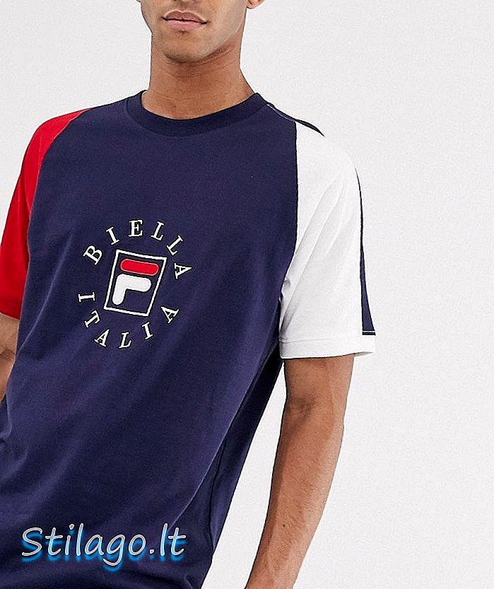 Fila Omera T-shirt met contrasterende raglanmouwen in marineblauw