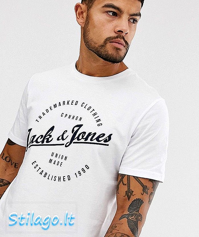 Jack & Jones Originals yuvarlak logo t-shirt-Beyaz