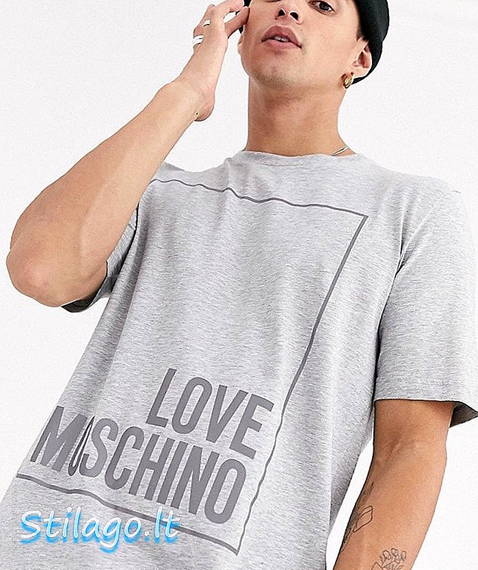Meilės „Moschino“ logotipo marškinėliai-pilki